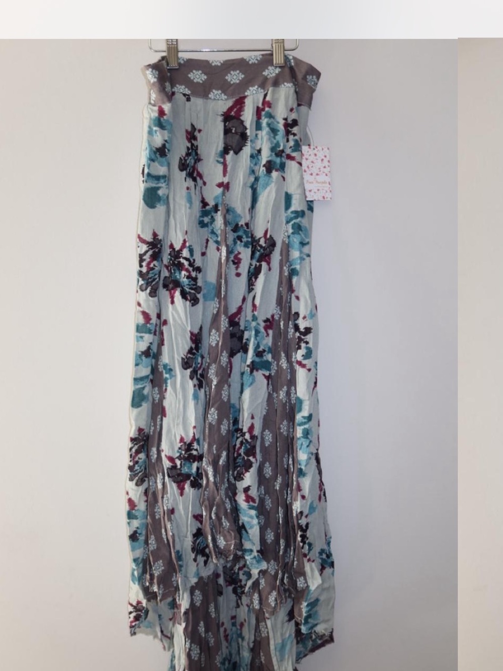 Free People Floral Maxi Dress in Taupe, Teal and Burgundy
